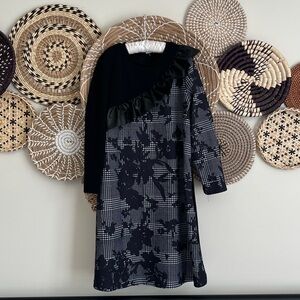 SHEIN Black and Gray Ruffled Kids Dress